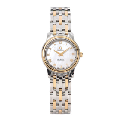 Omega Stainless Steel 18K Yellow Gold Mother of Pearl 22mm De Ville Quartz Watch 4370.71 1 of 6