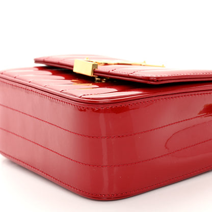Saint Laurent Patent Matelasse Monogram Small Vicky Chain Bag Red 9 of 11