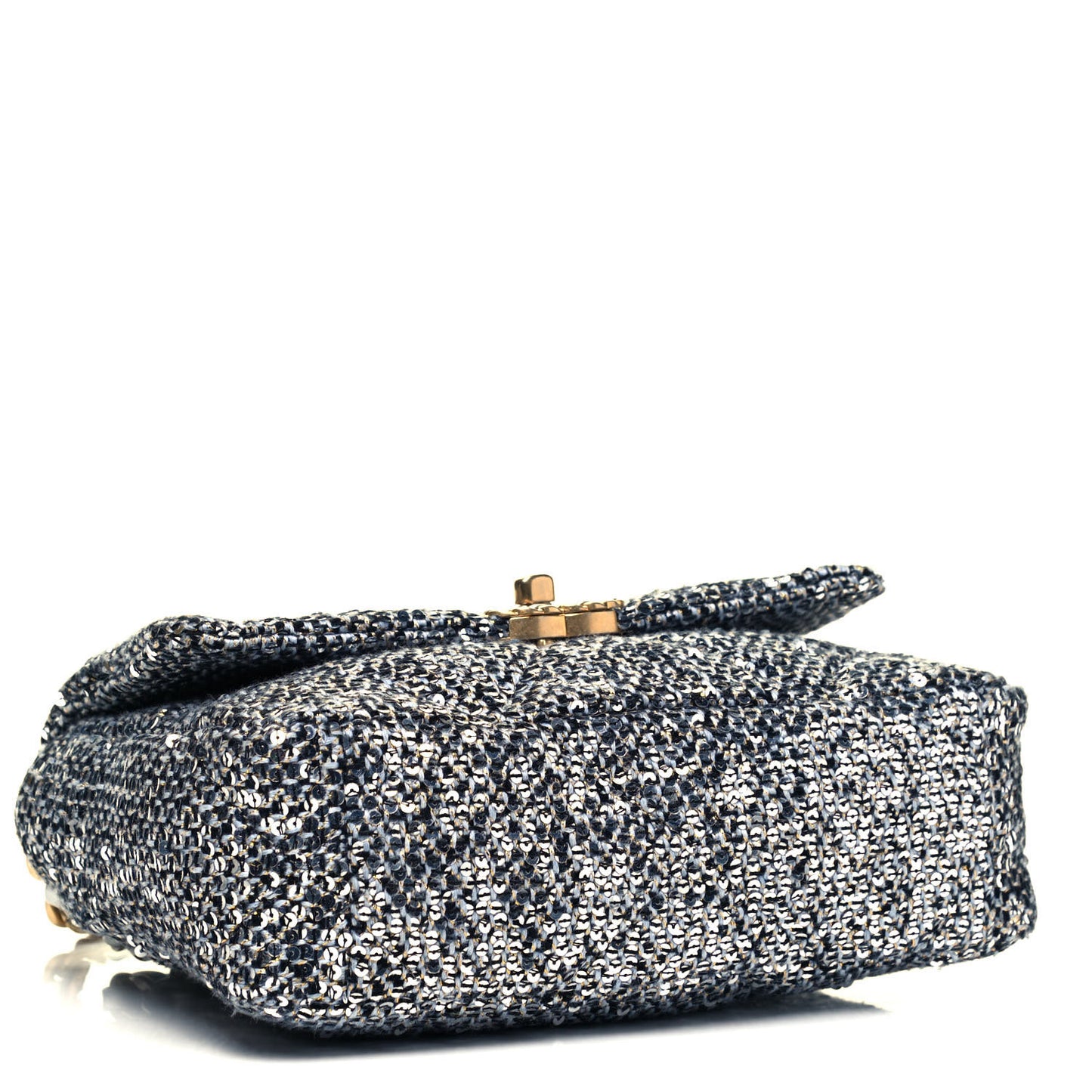 Sequin Quilted Medium Chanel 19 Flap Silver