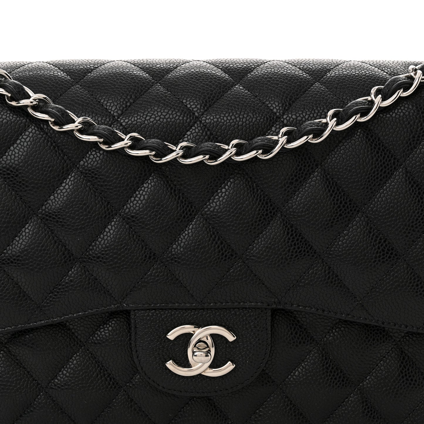 Caviar Quilted Jumbo Double Flap Black
