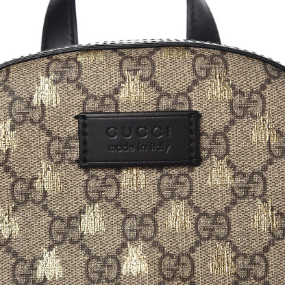 Gucci GG Supreme Monogram Bees Print Small Day Backpack Beige Oro Black 6 of 9