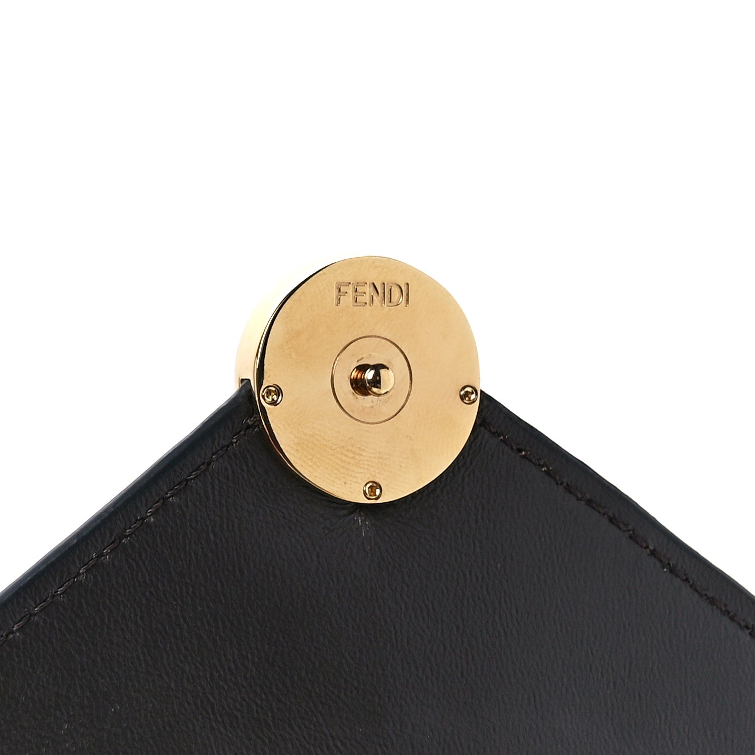 Fendi Vitello Soft F is Fendi Bi-Color FF 1974 Embossed Envelope Pouch Maya Black 7 of 13