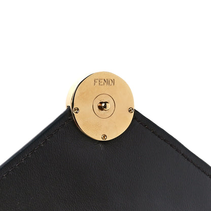 Fendi Vitello Soft F is Fendi Bi-Color FF 1974 Embossed Envelope Pouch Maya Black 7 of 13