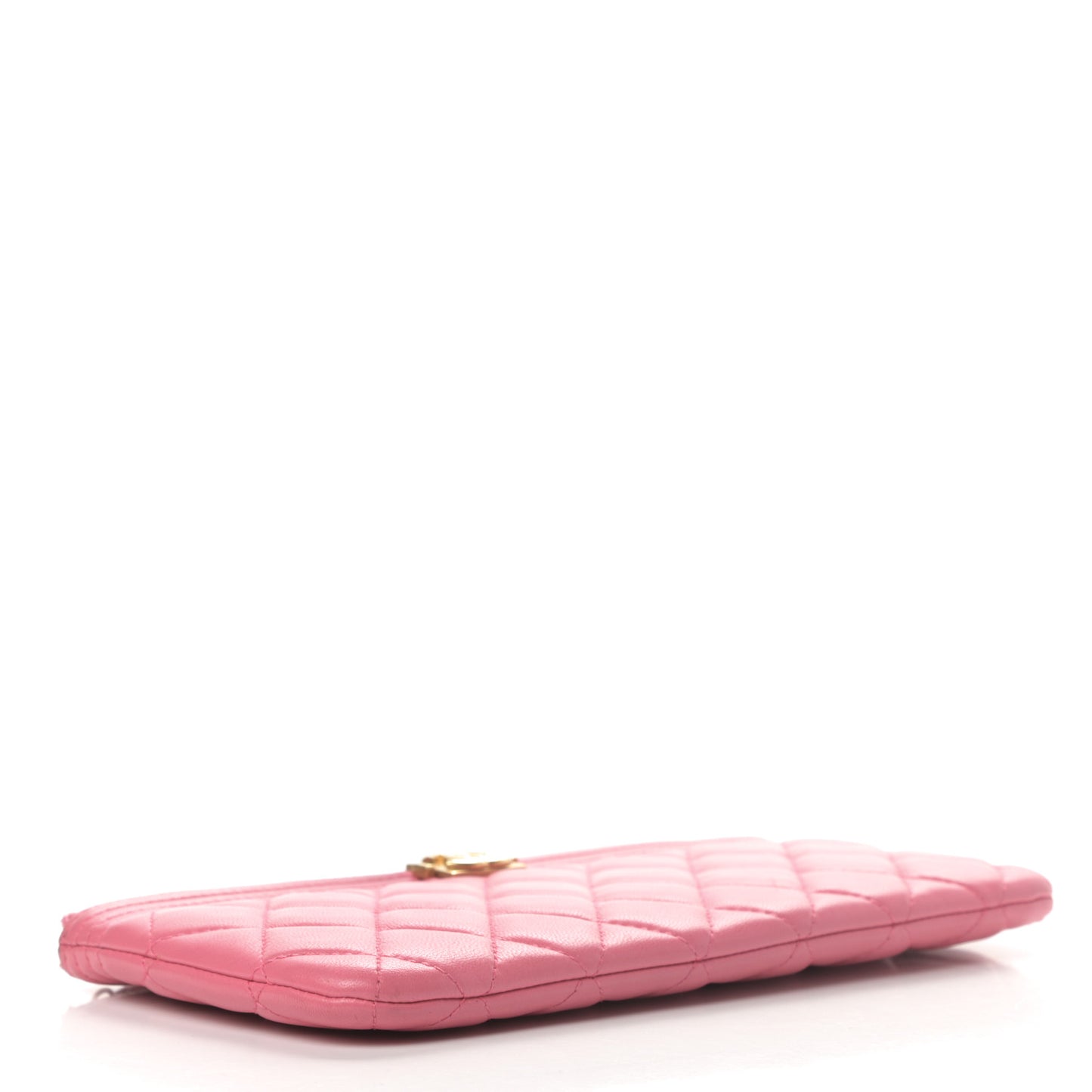 Lambskin Quilted Small Boy Zipped Pouch Pink