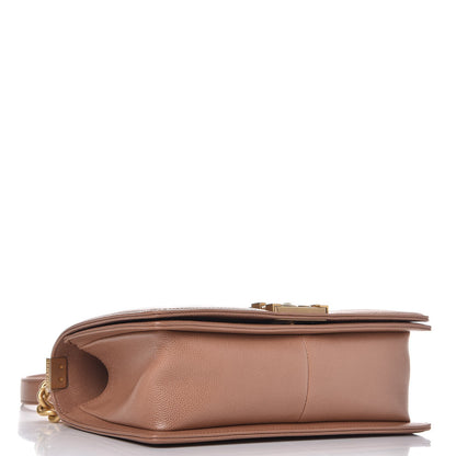 Chanel Caviar Chevron Quilted Medium Boy Flap Light Brown 4 of 8