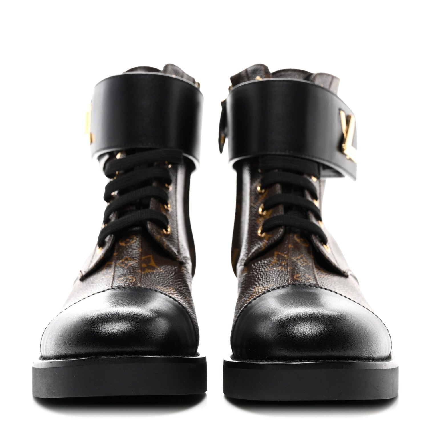 Louis Vuitton Calfskin Monogram Wonderland Flat Ranger Boots 37 Black 2 of 10