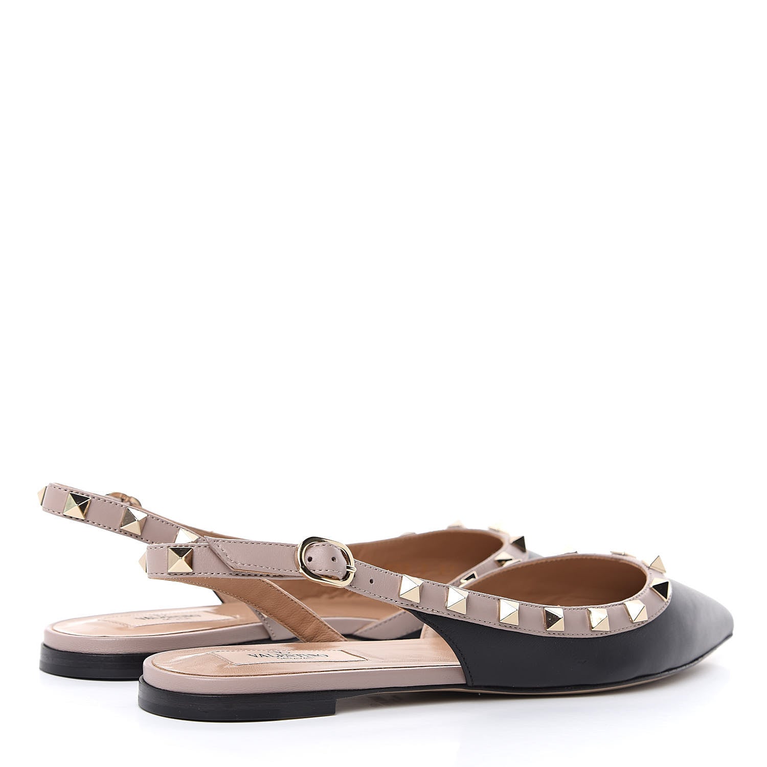 Valentino Garavani Nappa Rockstud Slingback Flats 37 Black Poudre 4 of 9