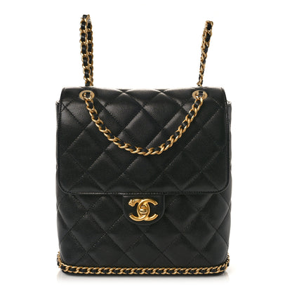 Chanel Caviar Quilted Camellia Chain Around Backpack Black 1 of 9