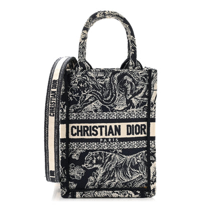 Christian Dior Canvas Toile de Jouy Reverse Embroidered Mini Book Tote Phone Bag Blue 1 of 11