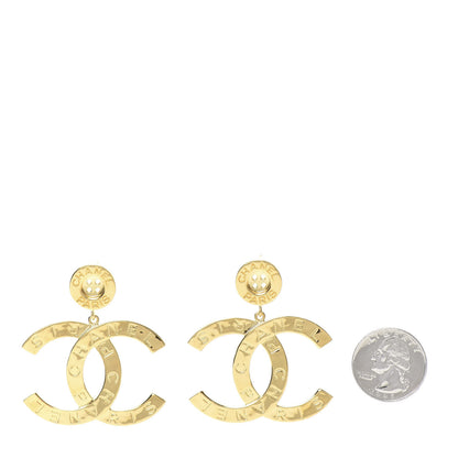 Chanel Metal Large Paris Button Earrings Gold 2 of 5