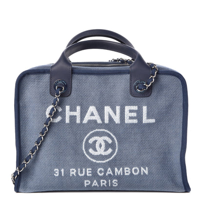 Chanel Denim Deauville Bowling Bag Blue 1 of 9