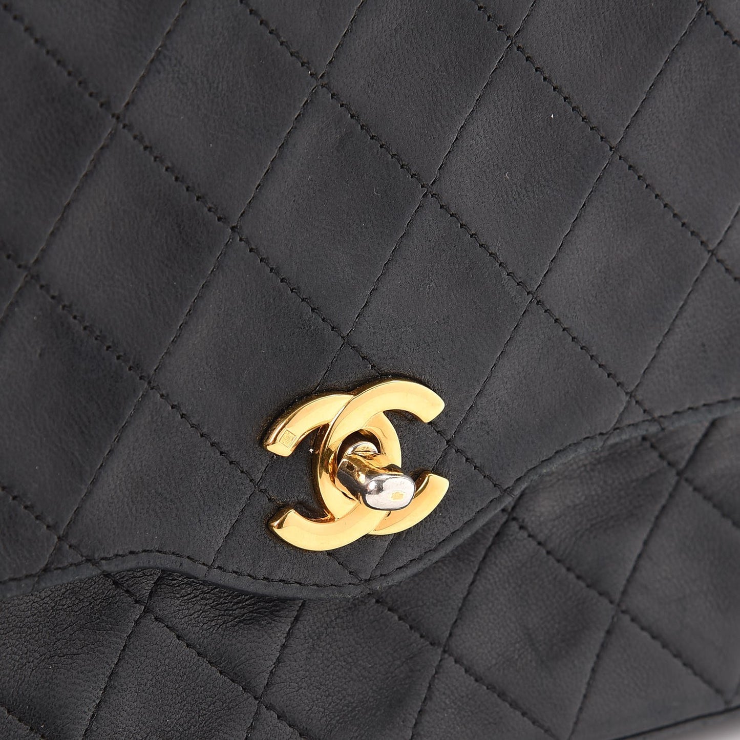 Lambskin Quilted Small Single Flap Black