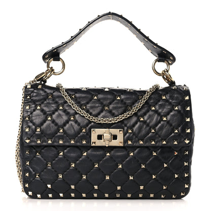 Valentino Garavani Lambskin Medium Rockstud Spike Shoulder Bag Black 1 of 8