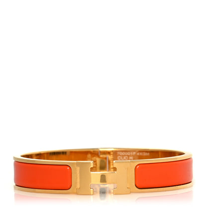 Hermes Enamel Narrow Clic Clac H Bracelet GM Orange 1 of 5
