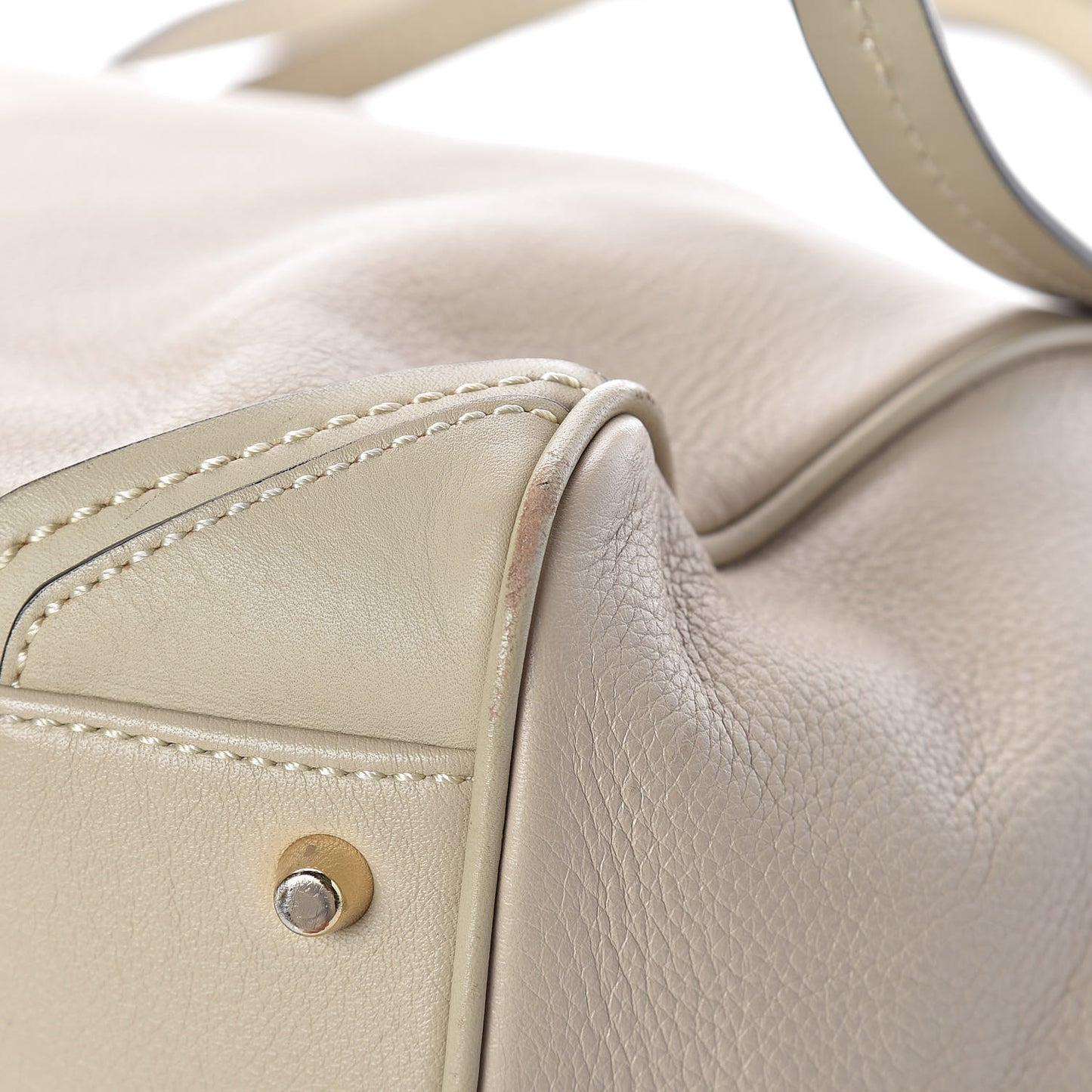 Grainy Calfskin Small Canterbury Tote Beige