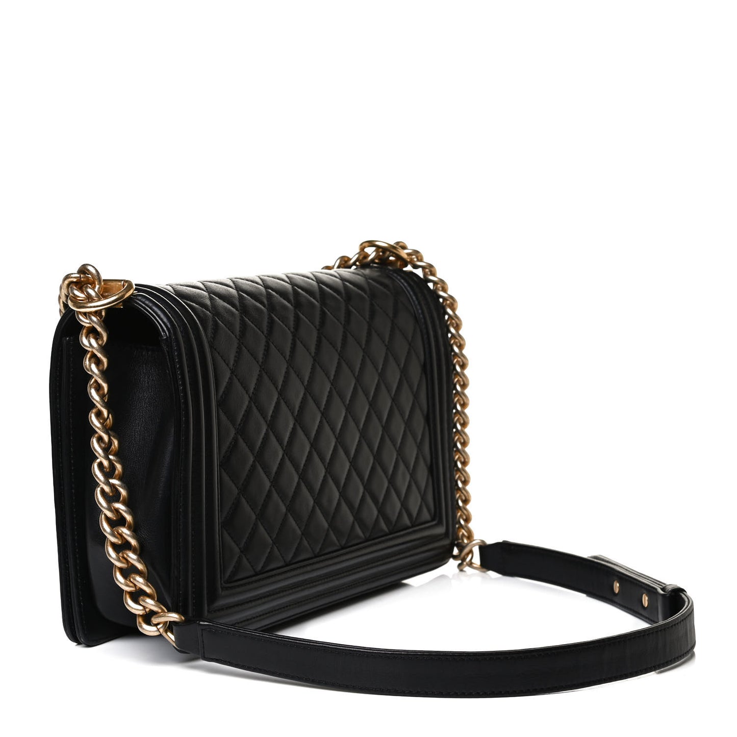 Calfskin Quilted New Medium Boy Flap Black