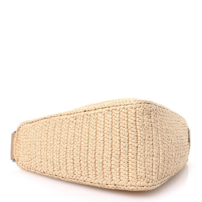 Prada Yarn Raffia Effect Crochet Triangle Shoulder Bag Naturale 4 of 12