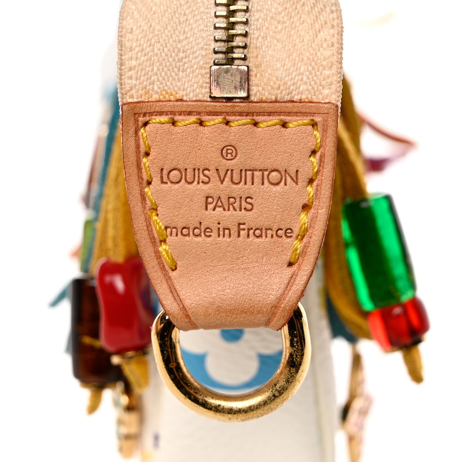 Louis Vuitton Monogram Multicolor Fringe Pochette Accessories White 6 of 8