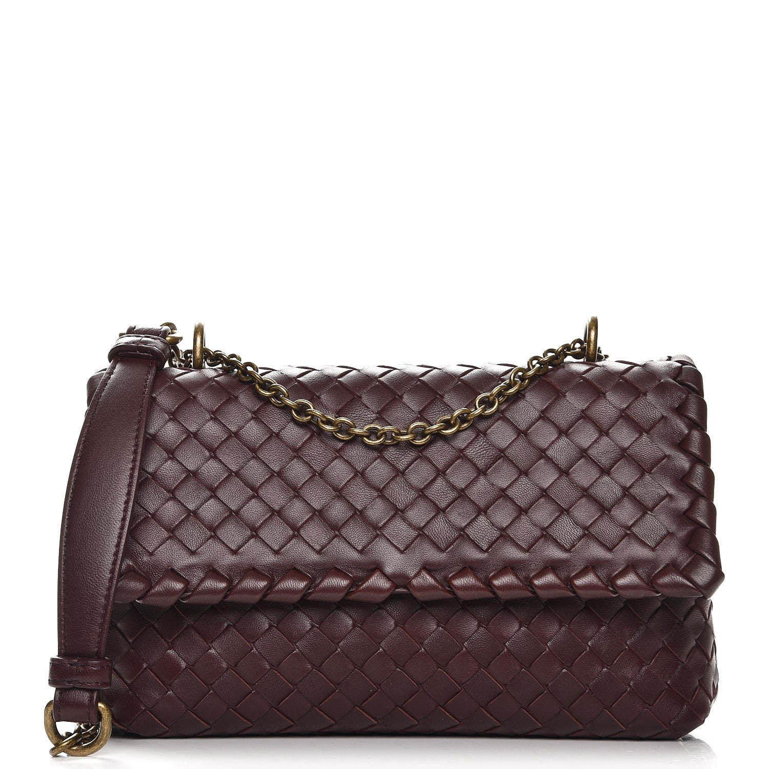 Bottega Veneta Nappa Intrecciato Baby Olimpia Shoulder Bag Dark Barolo 1 of 8