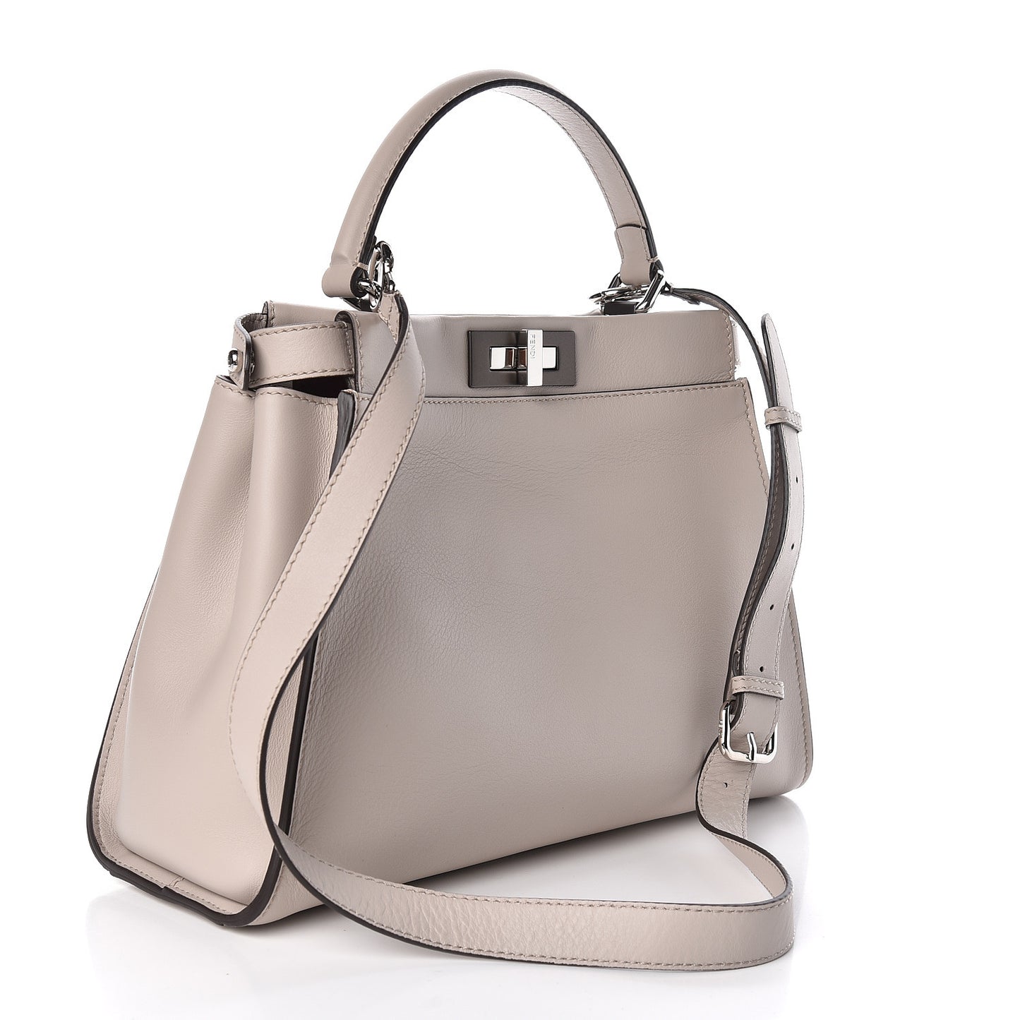 Vitello Seta Shiny Nappa Medium Peekaboo Iconic Satchel Grigio Polvere Bordeaux