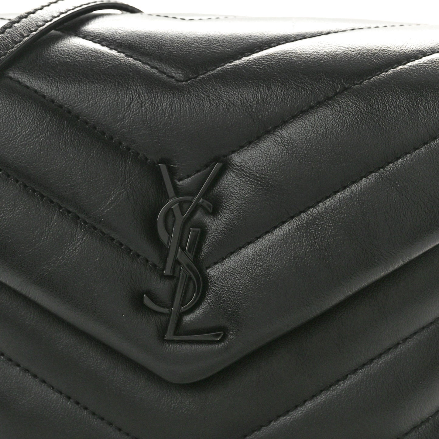 Calfskin Y Quilted Monogram Monochrome Toy Loulou Crossbody Bag Black