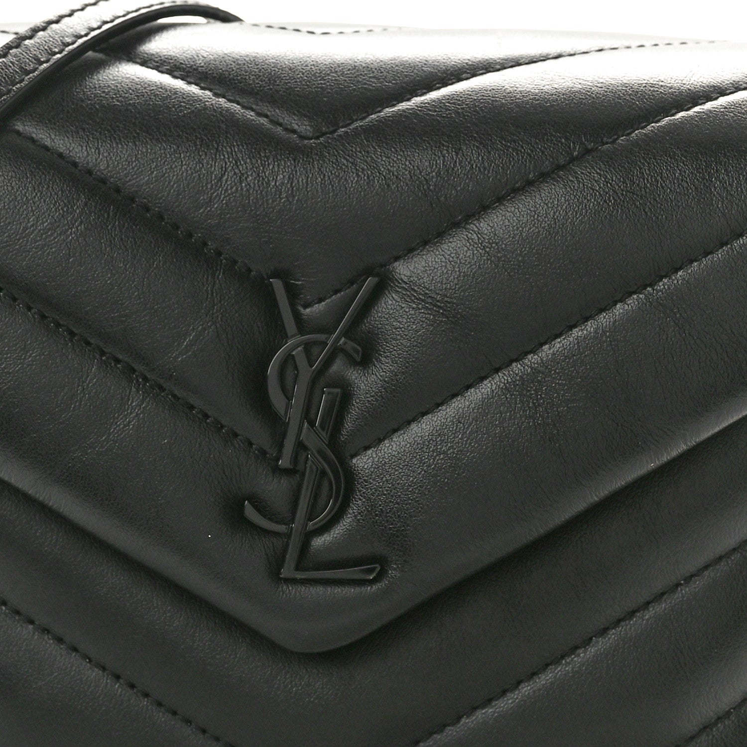 Saint Laurent Calfskin Y Quilted Monogram Monochrome Toy Loulou Crossbody Bag Black 8 of 10