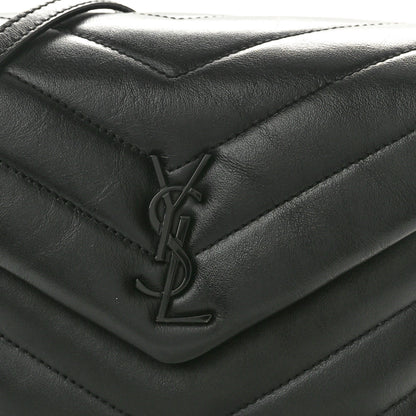 Saint Laurent Calfskin Y Quilted Monogram Monochrome Toy Loulou Crossbody Bag Black 8 of 10