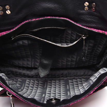 Proenza Schouler Tweed Lambskin Medium PS1 Satchel Berry Fuxia Pink 5 of 14