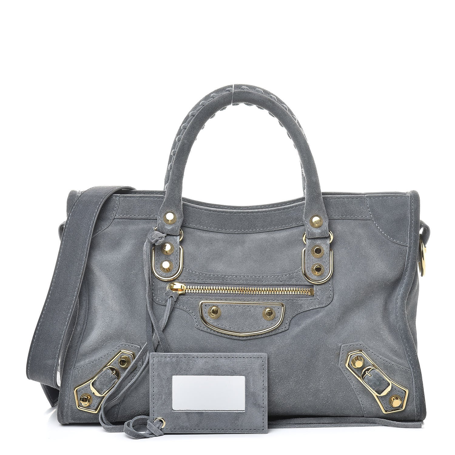 Balenciaga Baby Daim Suede Gold Metallic Edge Hardware City Gris Plomb 1 of 12
