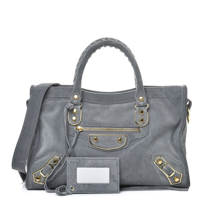 Balenciaga Baby Daim Suede Gold Metallic Edge Hardware City Gris Plomb 1 of 12