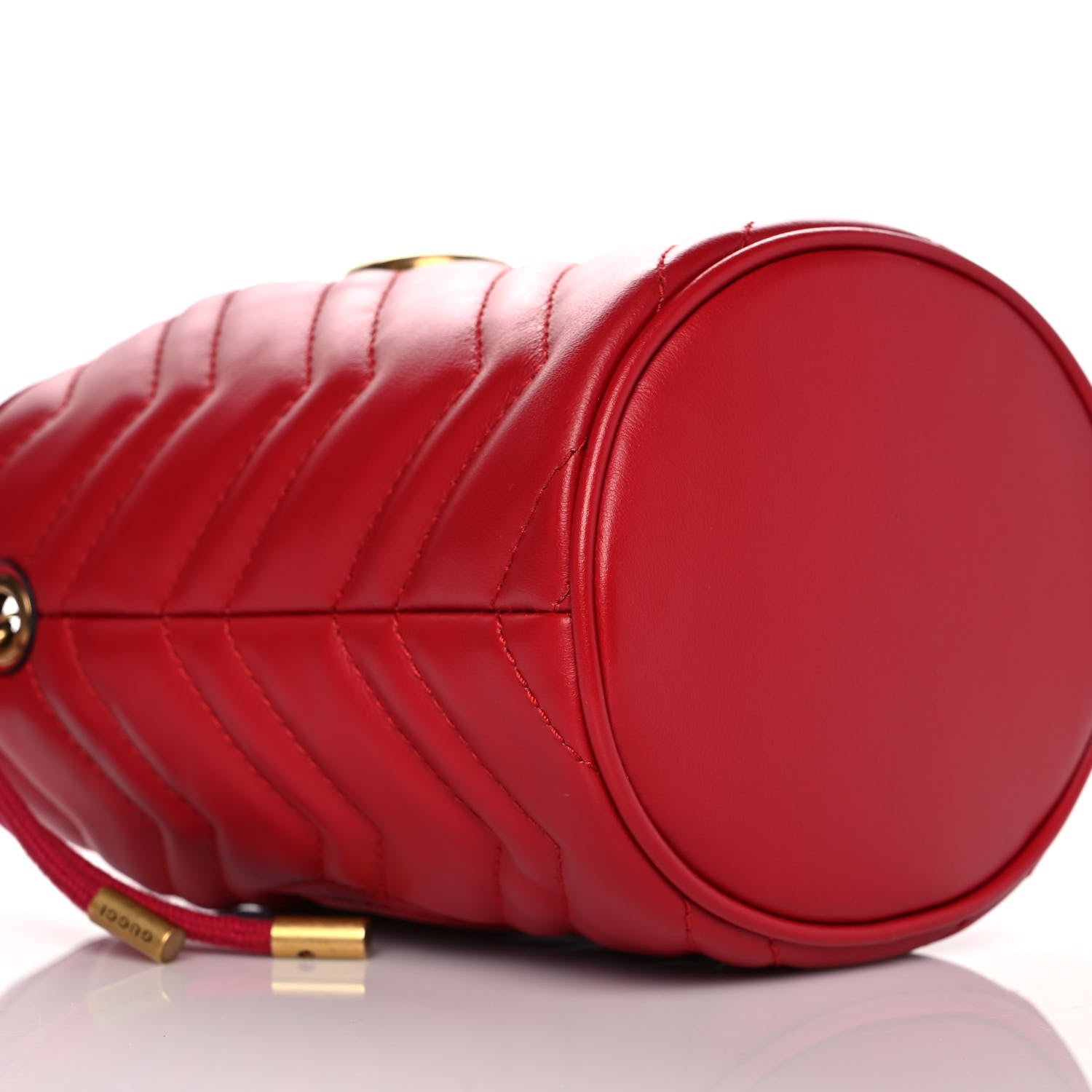 Gucci Calfskin Matelasse Mini GG Marmont 2.0 Bucket Bag Hibiscus Red 10 of 12