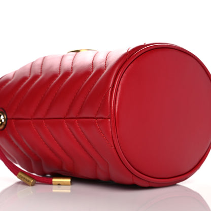 Gucci Calfskin Matelasse Mini GG Marmont 2.0 Bucket Bag Hibiscus Red 10 of 12