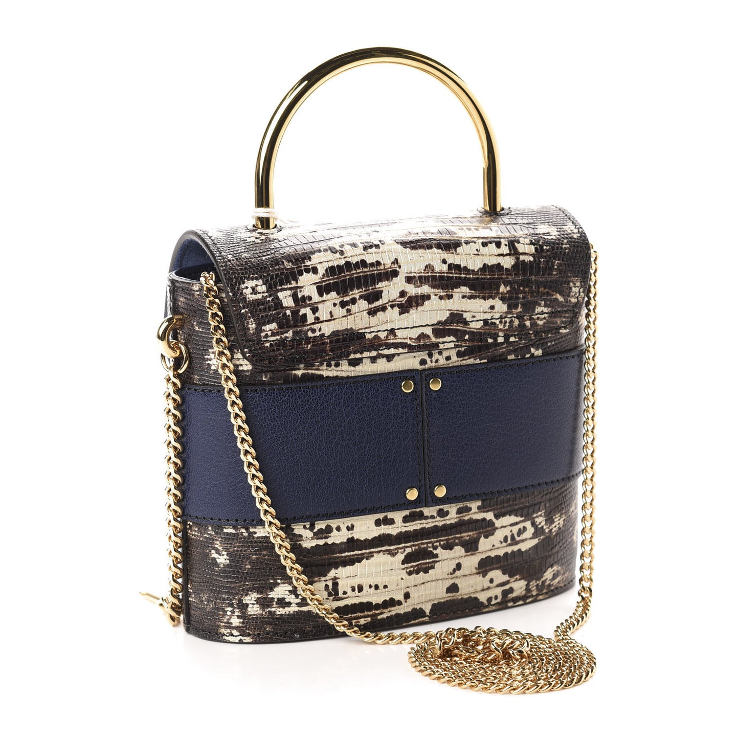 Lizard Embossed Calfskin Small Aby Lock Captive Blue