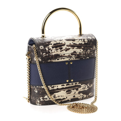 Chloe Lizard Embossed Calfskin Small Aby Lock Captive Blue 3 of 9