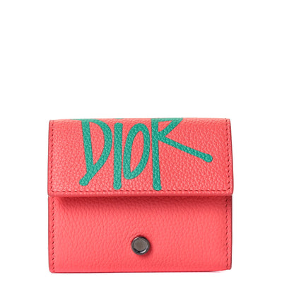 Christian Dior X SHAWN STUSSY Grained Calfskin Card Holder Rose Multicolor 1 of 7