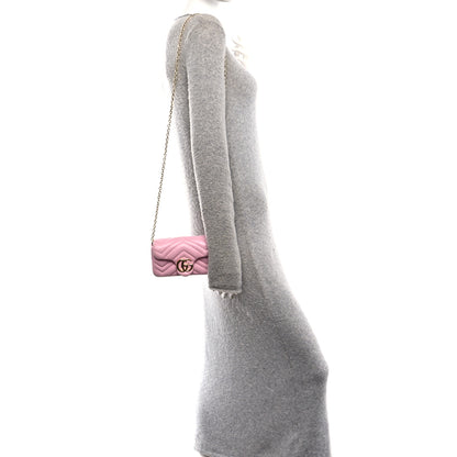 Gucci Lambskin Matelasse Mini GG Marmont Shoulder Bag Light Pink 2 of 11