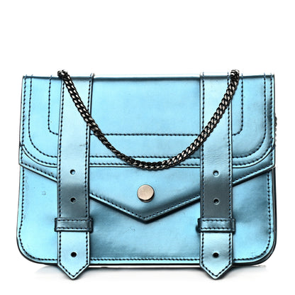 Proenza Schouler Metallic Calfskin PS1 Large Chain Wallet Ocean 1 of 8