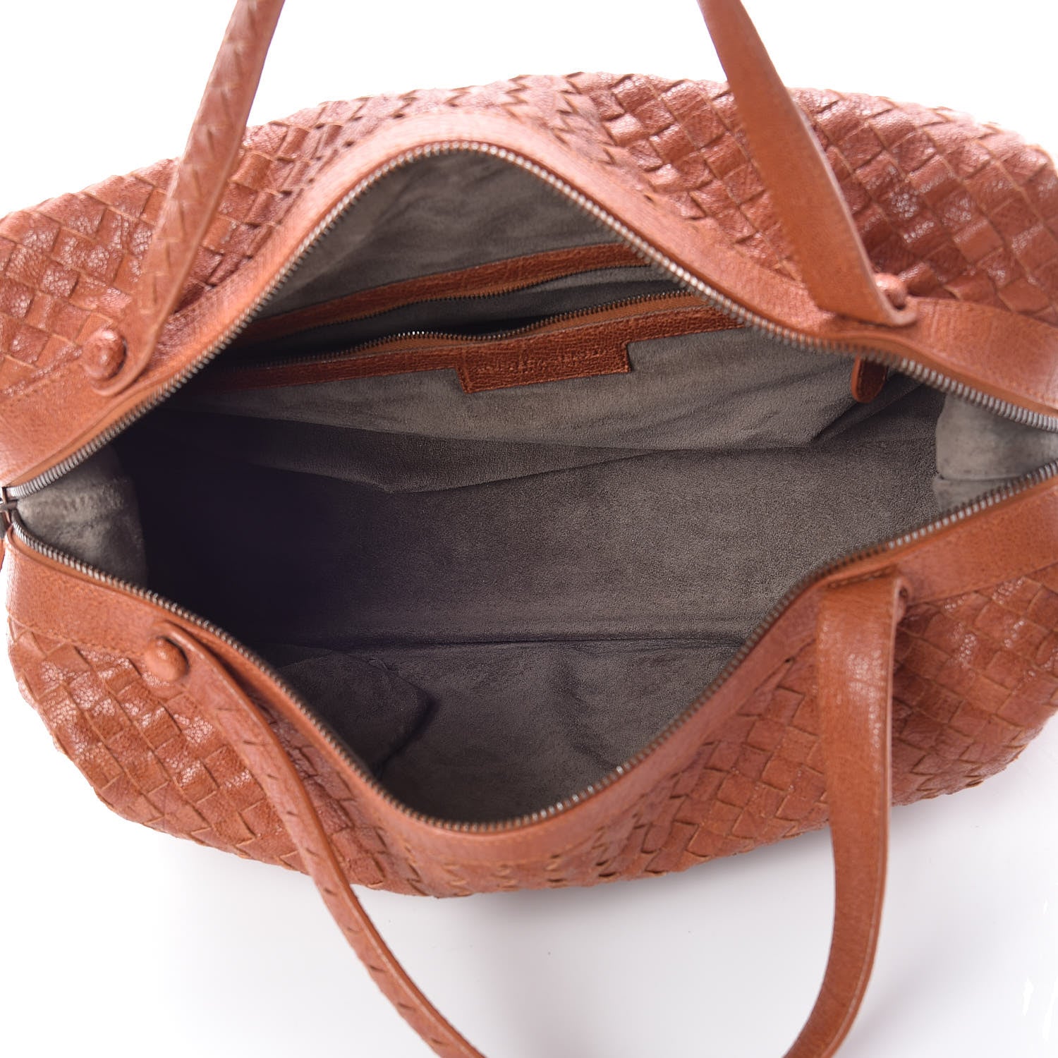 Bottega Veneta Goatskin Intrecciato Woven Top Handle Bag Copper 5 of 12