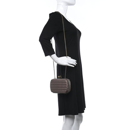 Bottega Veneta Satin Ayers Intrecciato Chain Knot Clutch Ardoise 2 of 6