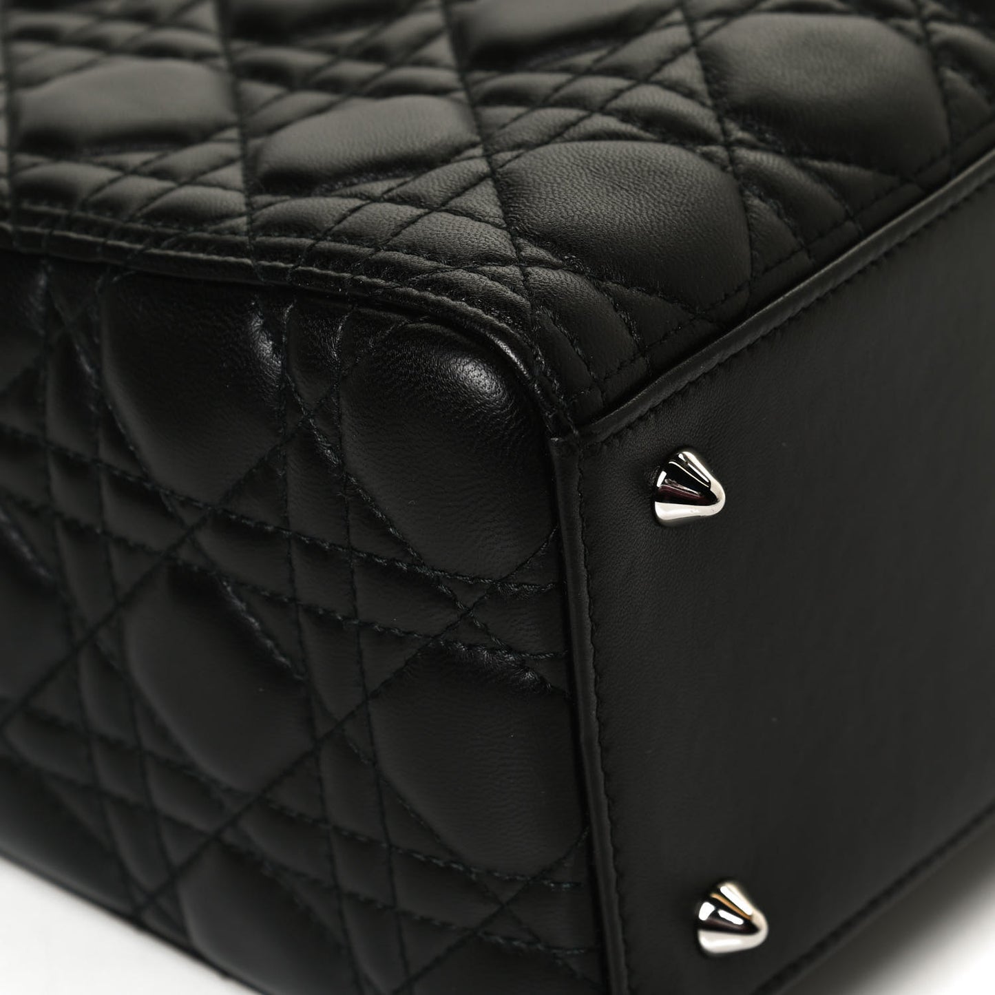 Lambskin Cannage Medium Lady Dior Crystal Strap Black