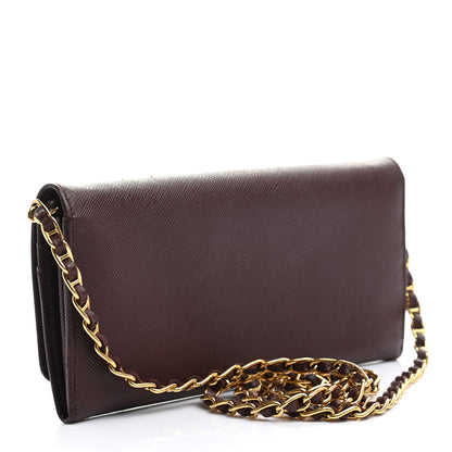 Prada Saffiano Metal Oro Chain Wallet Granato 2 of 11