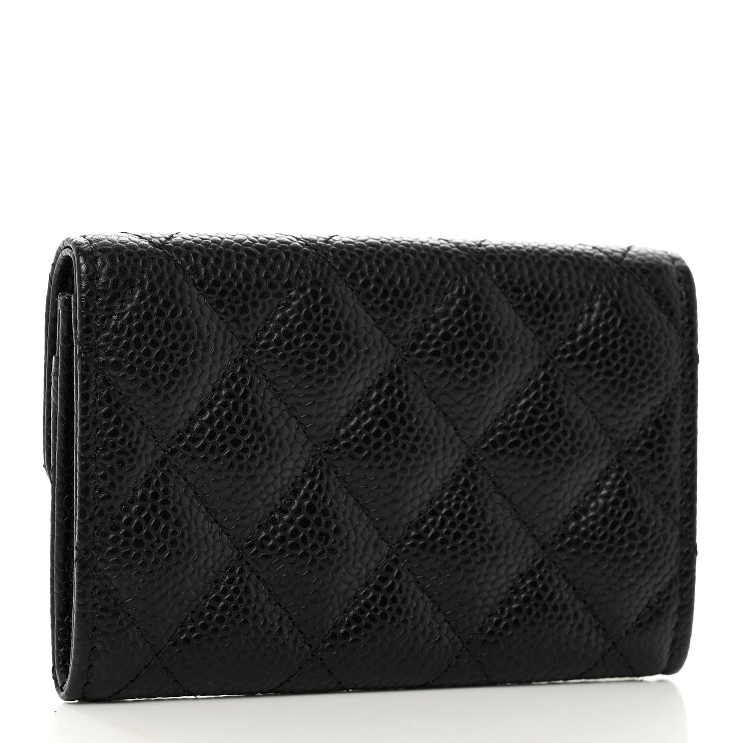 Caviar Quilted Flap Card Holder Black