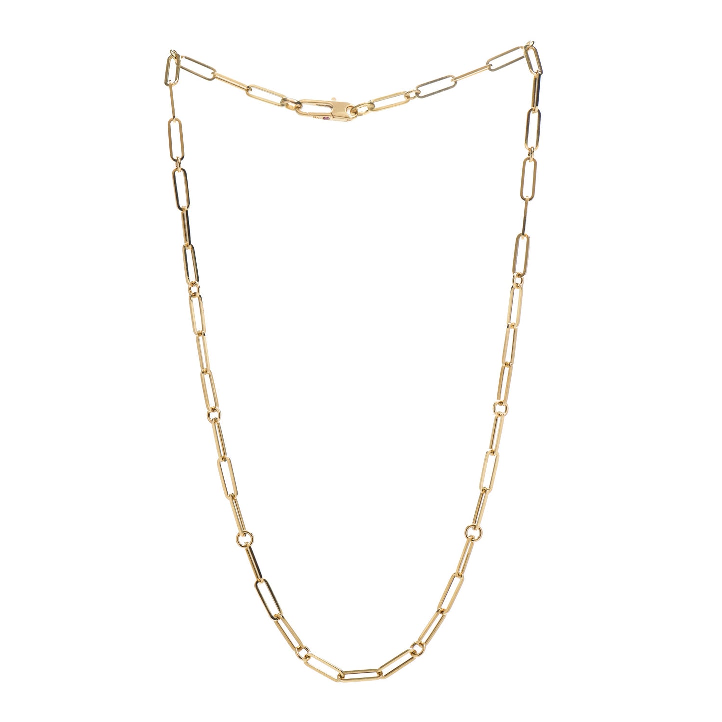 18K Yellow Gold Paper Clip Link Necklace