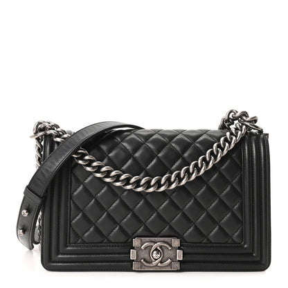 Chanel Lambskin Quilted Medium Boy Flap Black 1 of 10