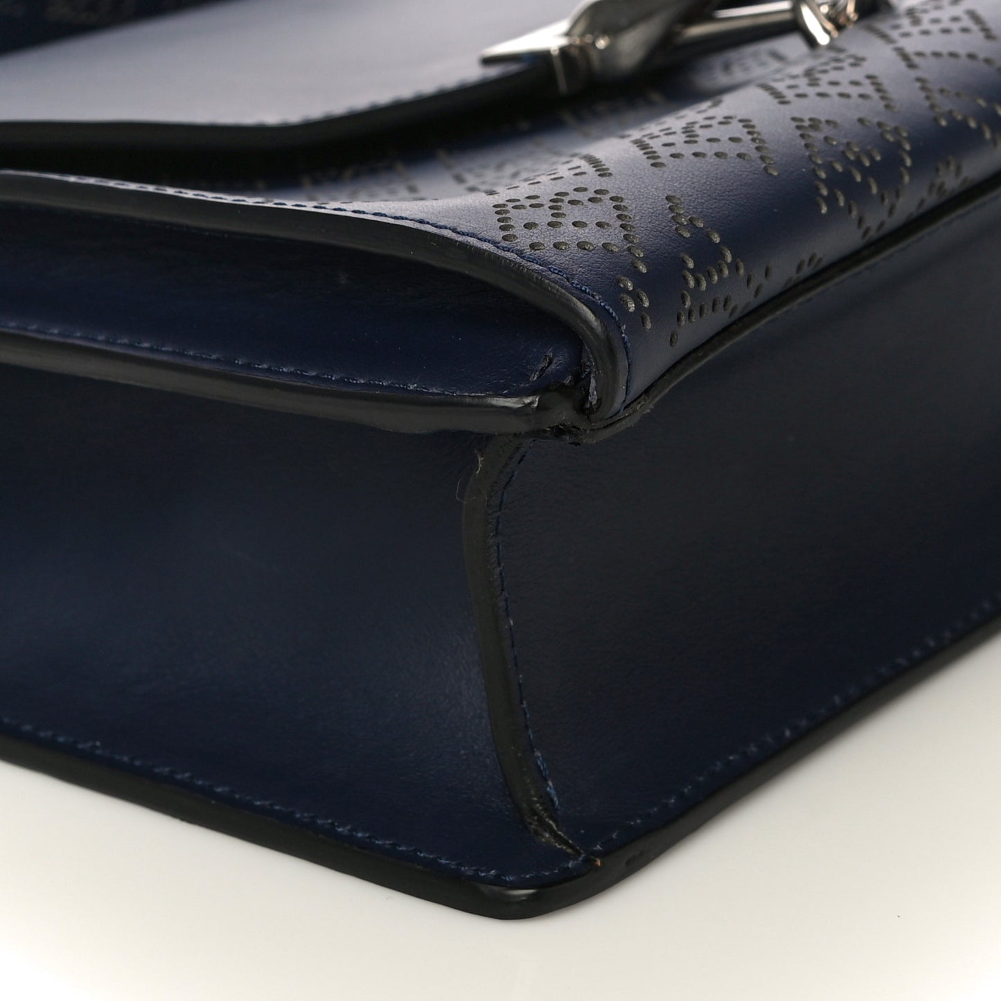 Calfskin Perforated Small Macken Crossbody Bag Regency Blue
