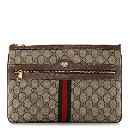 Gucci GG Supreme Monogram Large Ophidia Pouch Clutch Brown 1 of 7