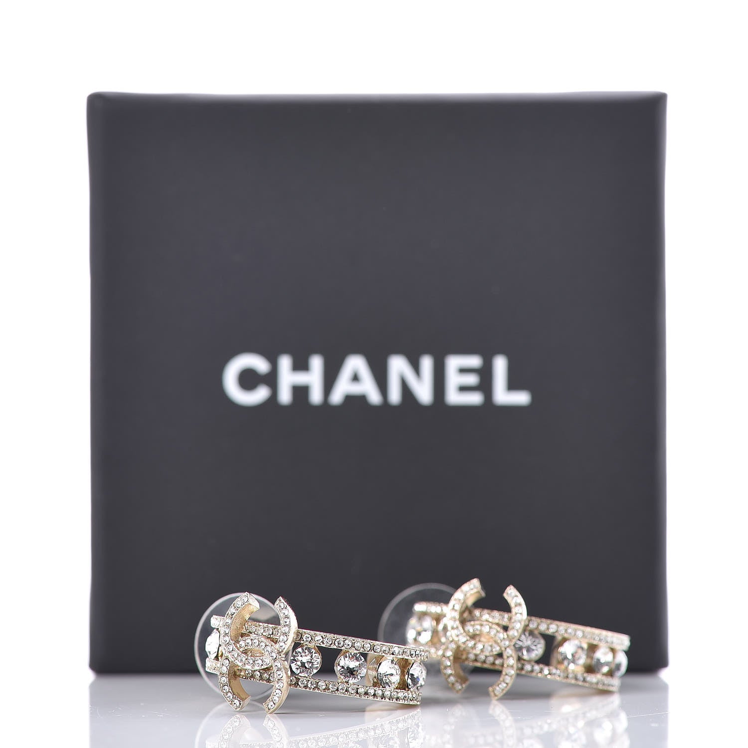 Chanel Crystal Blossom CC Hoop Earrings Gold 5 of 5