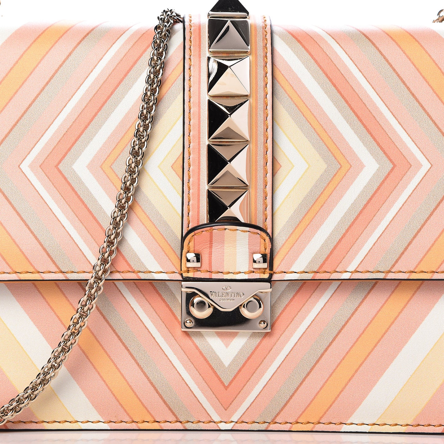 Vitello Native Couture 1975 Medium Glam Lock Rockstud Flap Mandarin Sorbet