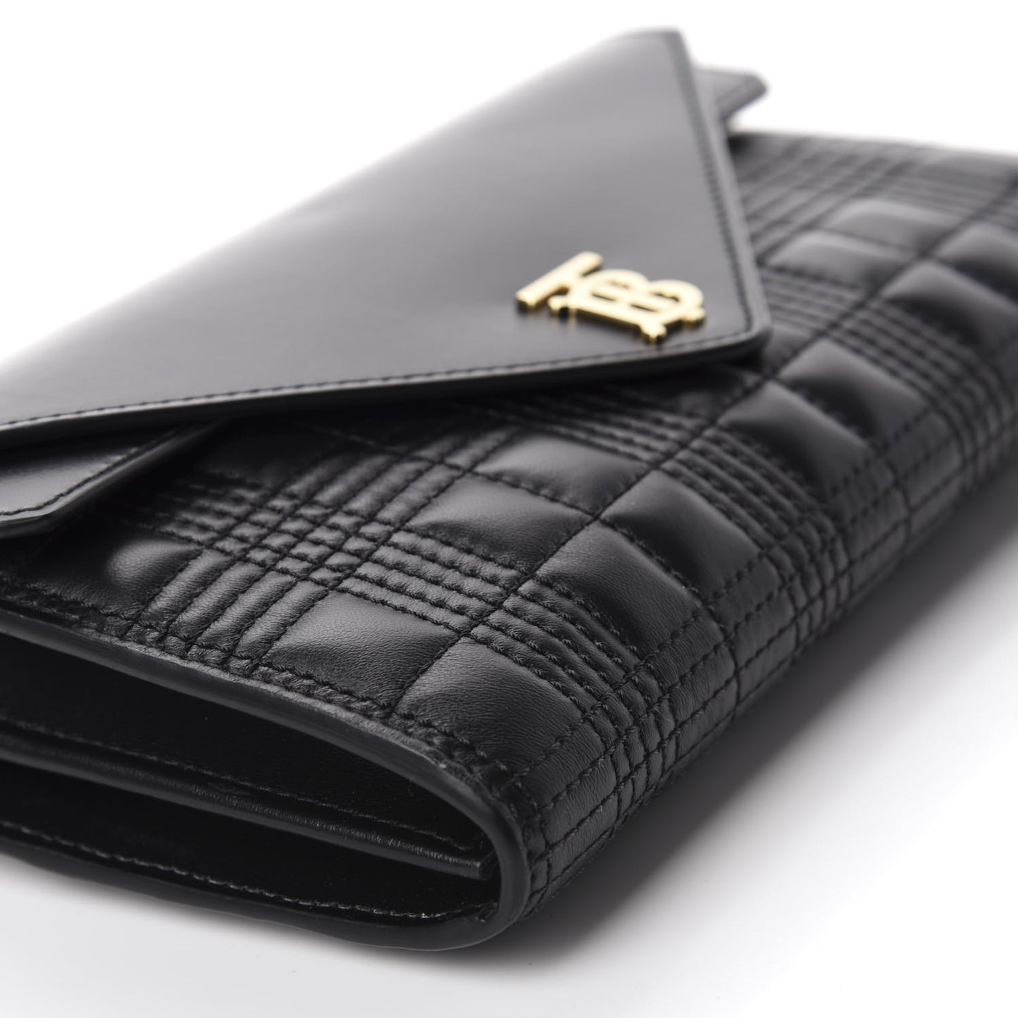 Lambskin Quilted Wallet With Detachable Strap Black