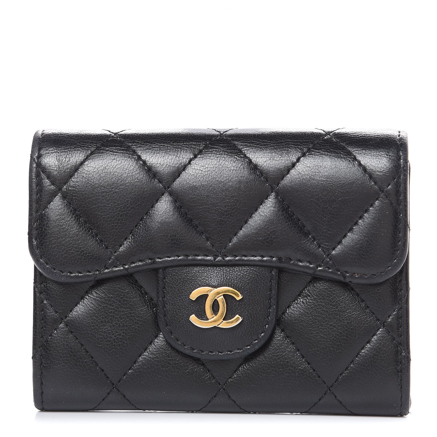 Chanel Lambskin Quilted Flap Card Holder Wallet Black 1 of 10
